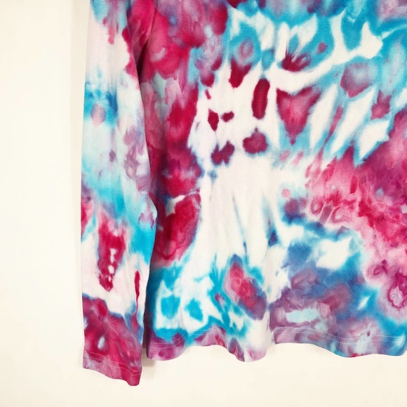 Unicorn Farm Kim Rogers Medium MP‎ Top Turtleneck Tie Dye Handmade Pink Blue 451 - Picture 6 of 10
